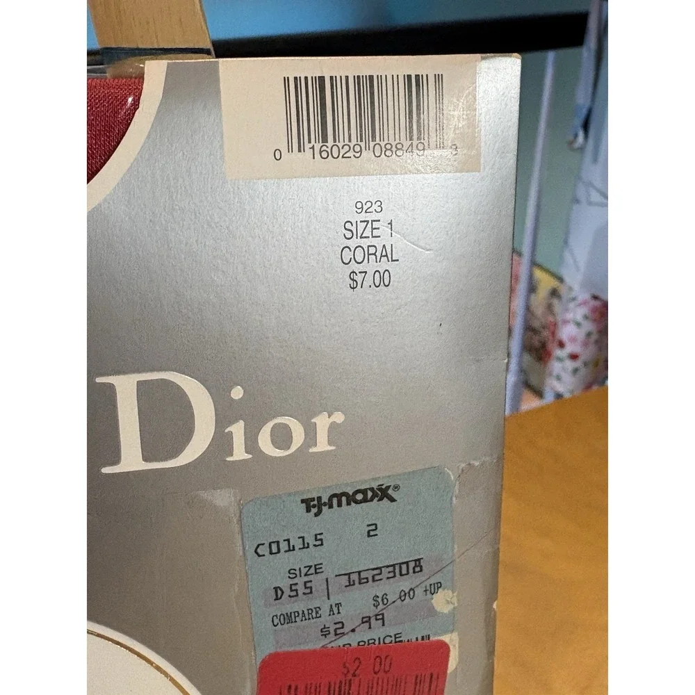 Christian Dior Discontinued Pantyhose Shiny Opaque Coral Size 1 Silken Sheer 923